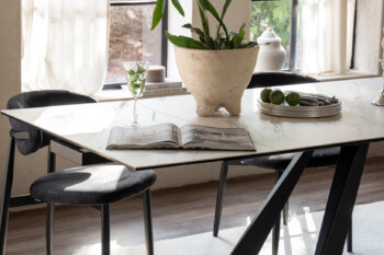 Table PANAMA - grès cérame blanc veiné